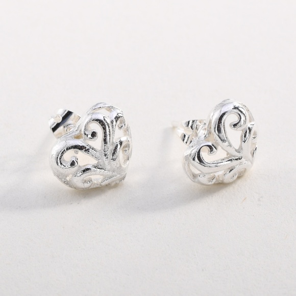Jewelry - Sterling 925 Silver Heart Stud Earrings